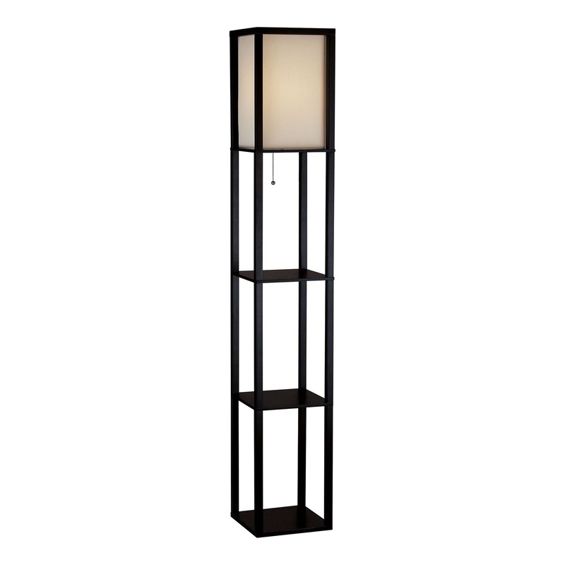 Wright Shelf Floor Lamp Black Wood Veneer on MDF