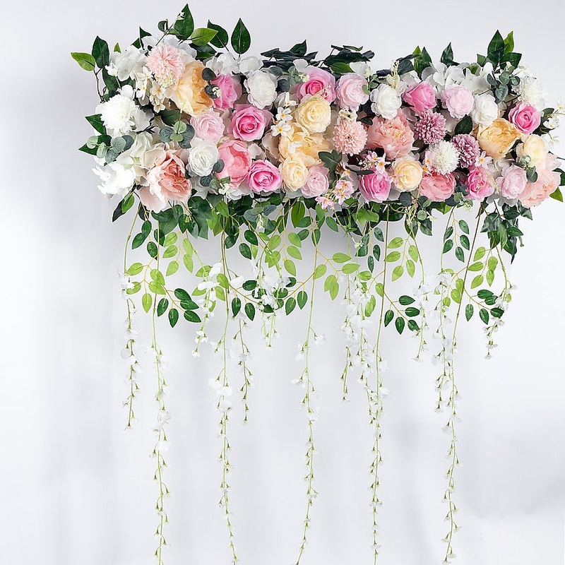 1M Artificial Flower Runner Arrangement Panel Wall Rose DIY Wedding Party Dcor