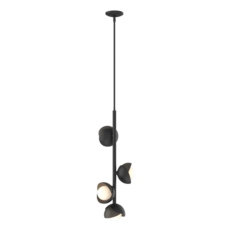 Brooklyn 4-Light Double Shade Vertical Pendant Black Dark Smoke