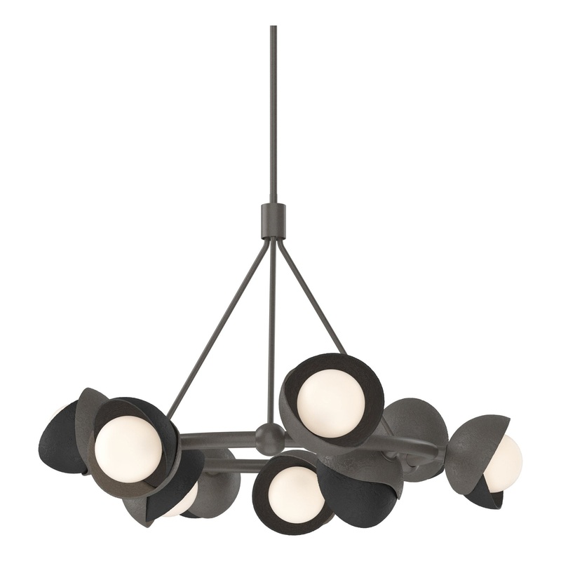 Brooklyn 9-Light Double Shade Ring Pendant Dark Smoke Black