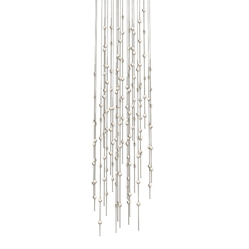 Constellation Andromeda 25″ Round LED Pendant Satin Nickel with Clear Faceted Acrylic 2700K 20′ Adjustable Cord