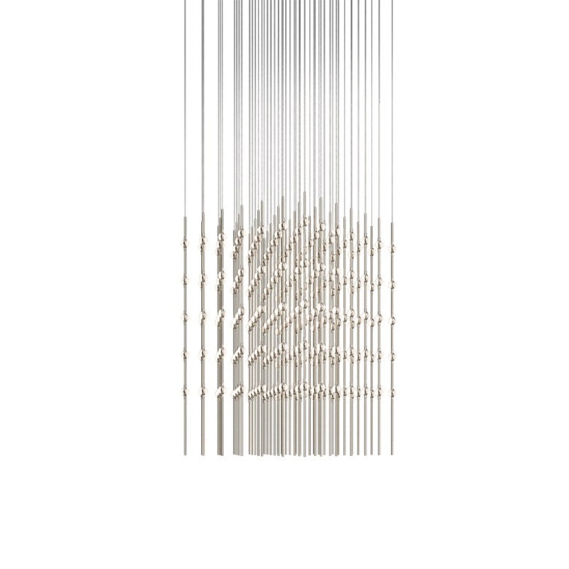 Constellation Cosmic Cube 30″ LED Pendant Satin Nickel with White Optical Acrylic 2700K 20′ Adjustable Cord