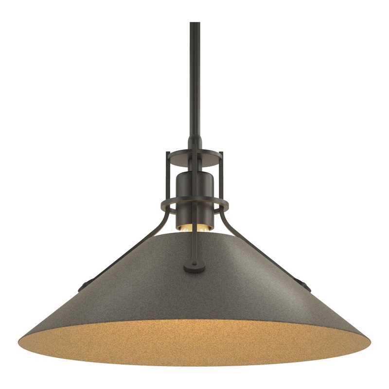 Henry Medium Steel Shade Pendant Black Natural Iron