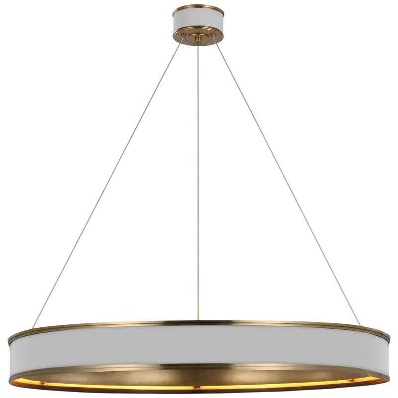 LED Chandelier from the Connery Collection in Matte White And Antique-Burnished Brass Finish by Visual Comfort Signature