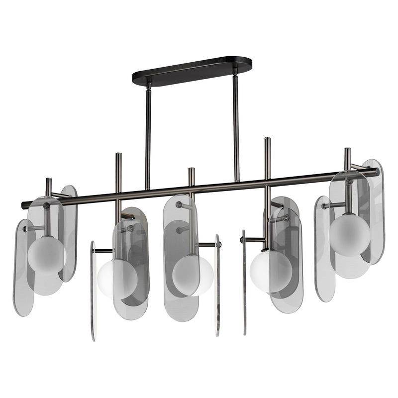 Megalith 5-Light Linear LED Pendant Gunmetal Mirror Smoke Glass