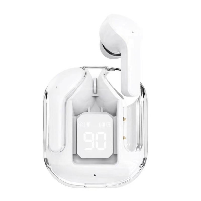 Transparent Capsule TWS Earbuds with LED Digital Display – Bluetooth 5.3, IPX4 Waterproof, Type-C Charging(white)