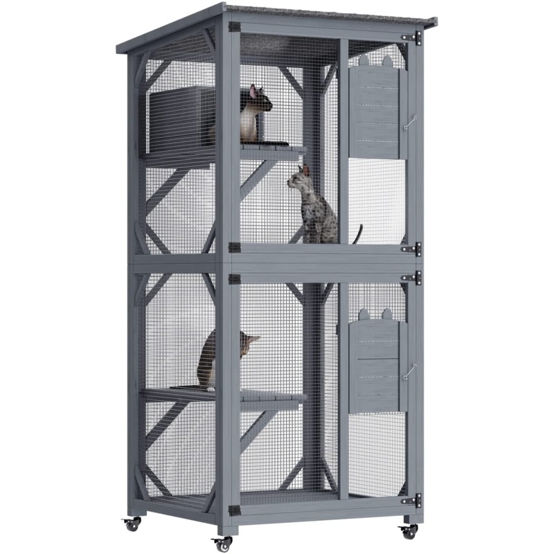YES4PETS Pet Cat Bird Shelter Condo with Escape Door Wooden Kitten Cage House