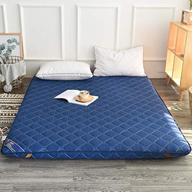 Z&HA Materasso Futon Caldo Spesso, Materasso Futon Memory Foam, Materasso Letto Pieghevole con Cuscino Antiscivolo,Blu,120x 200cm