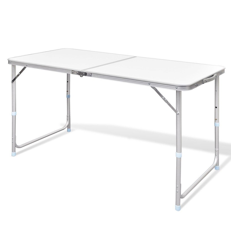 Aluminium Folding Portable Garden Camping Picnic BBQ Table Height Adjustable 120 x 60 cm – white
