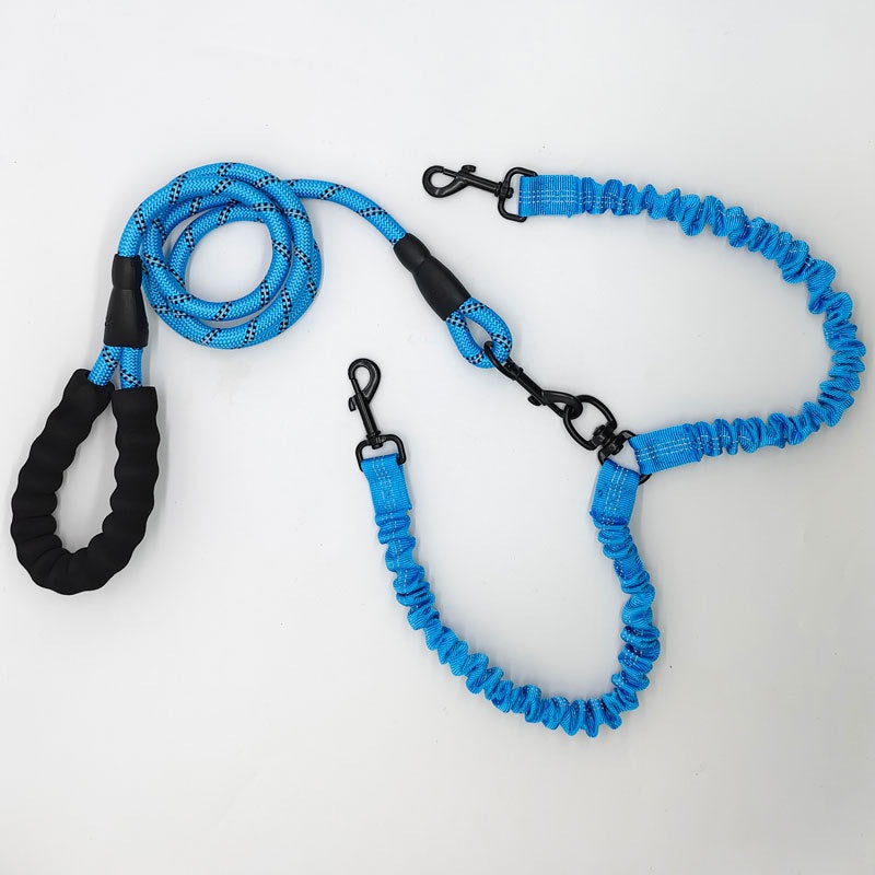 Blue Pet Double-Ended Rope + 1.5M Leash – Easy to walk two dogs, tangle-free design