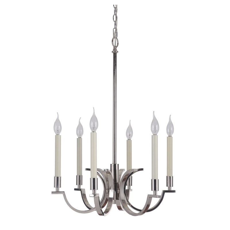 Craftmade 40426-PLN Crescent Six Light Chandelier Polished Nickel (Discontinued)