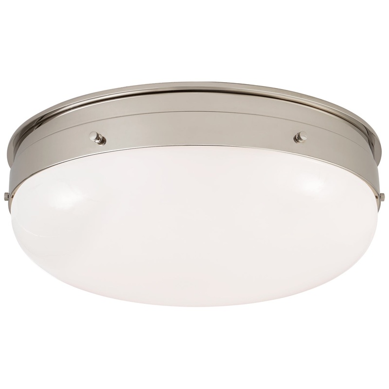 LED Flush Mount from the Hicks Collection in Polished Nickel Finish by Visual Comfort Signature