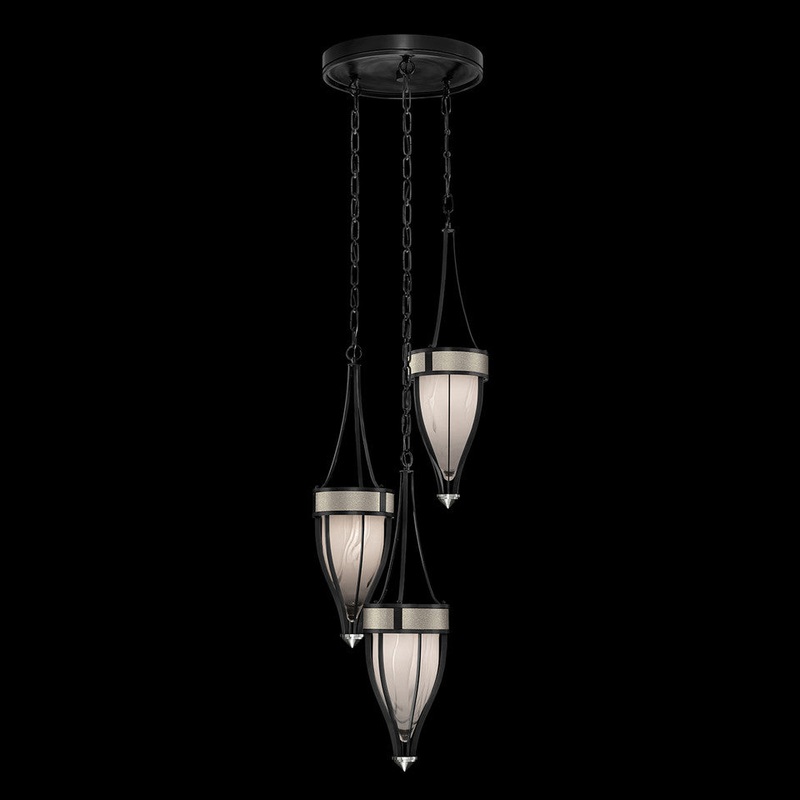 Mirage 17.5″W Round Pendant Black Iron/Nickel/Coco