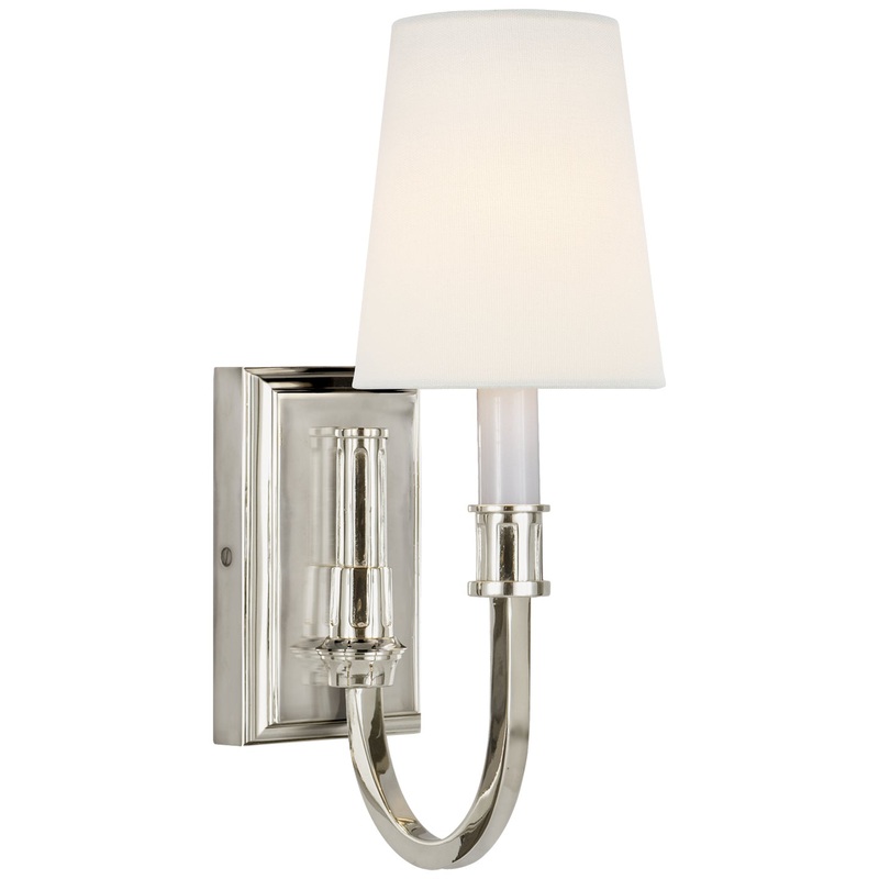 One Light Wall Sconce from the Modern Library Collection in Polished Nickel Finish by Visual Comfort Signature