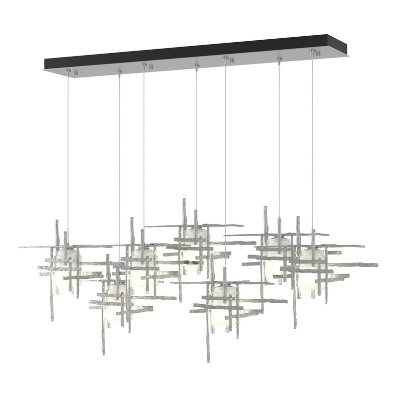 Tura 7-Light Frosted Glass Pendant Vintage Platinum