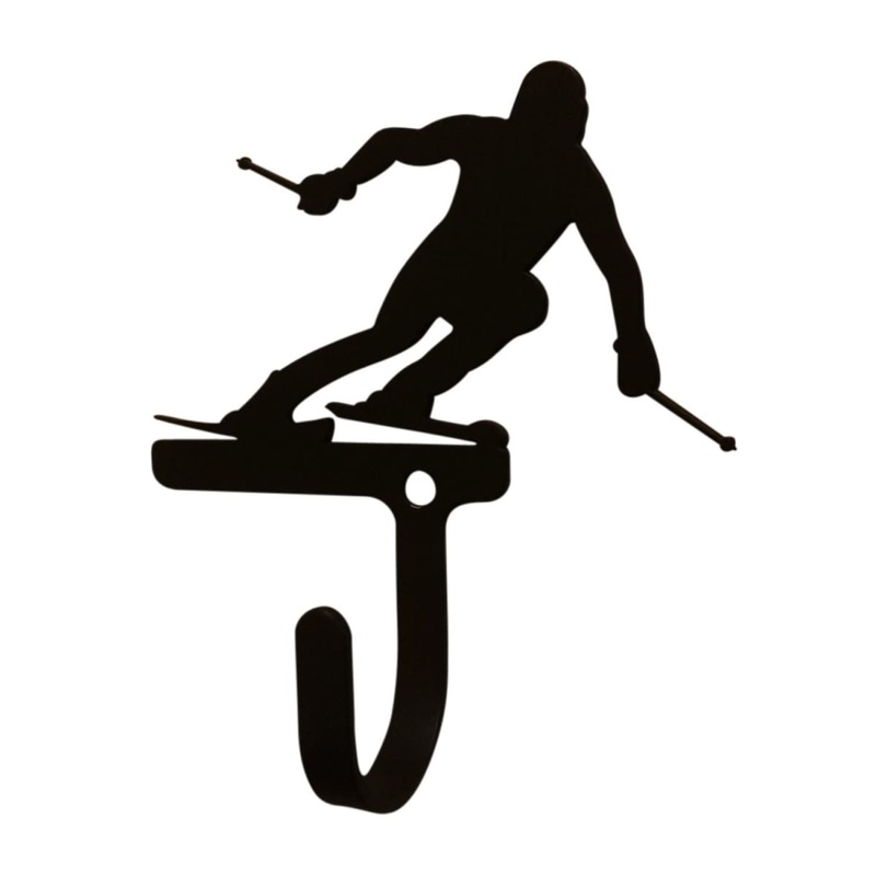 Village Wrought Iron WH-284-S Skier Wall Hook Small