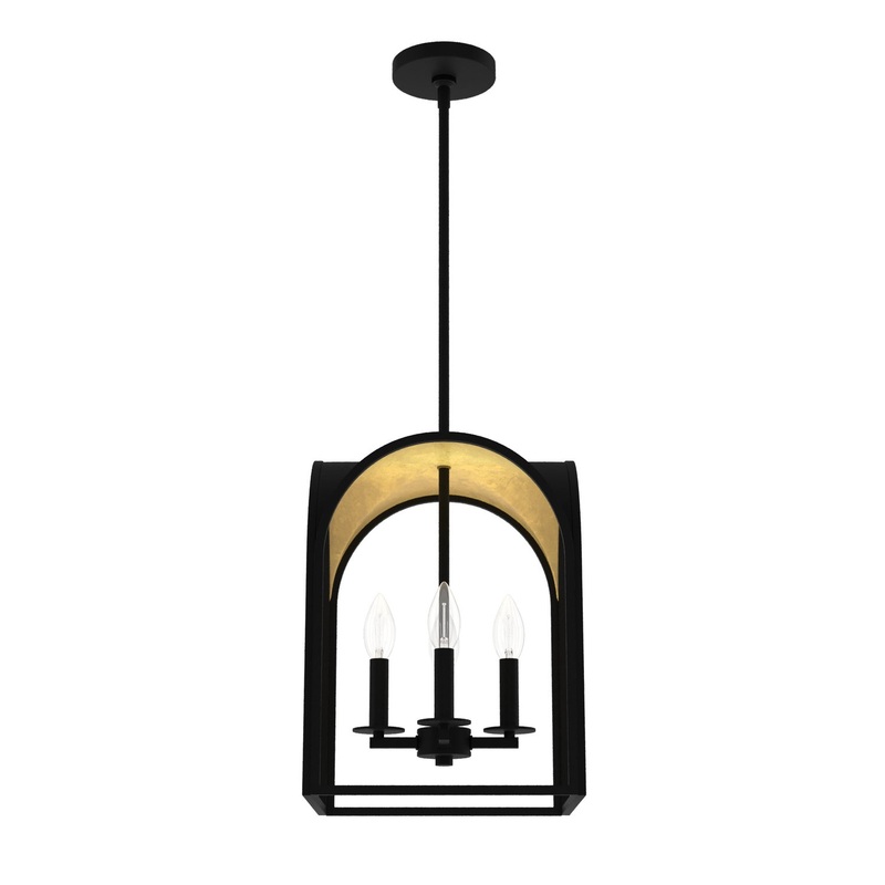 Four Light Pendant from the Dukestown Collection in Natural Black Iron Finish by Hunter