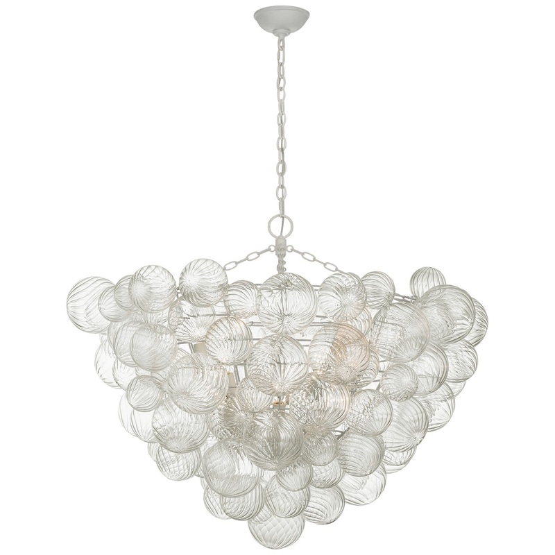 LED Chandelier from the Talia Collection in Plaster White And Clear Swirled Glass Finish by Visual Comfort Signature
