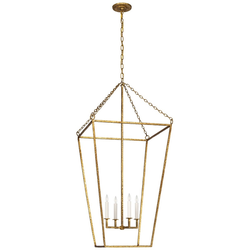 LED Lantern from the Malloy Collection in Gilded Iron Finish by Visual Comfort Signature