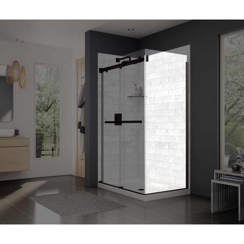 MAAX 137311-900-173-000 Duel and Inverto Return Panel for 36 in. Base with Clear glass in Dark Bronze
