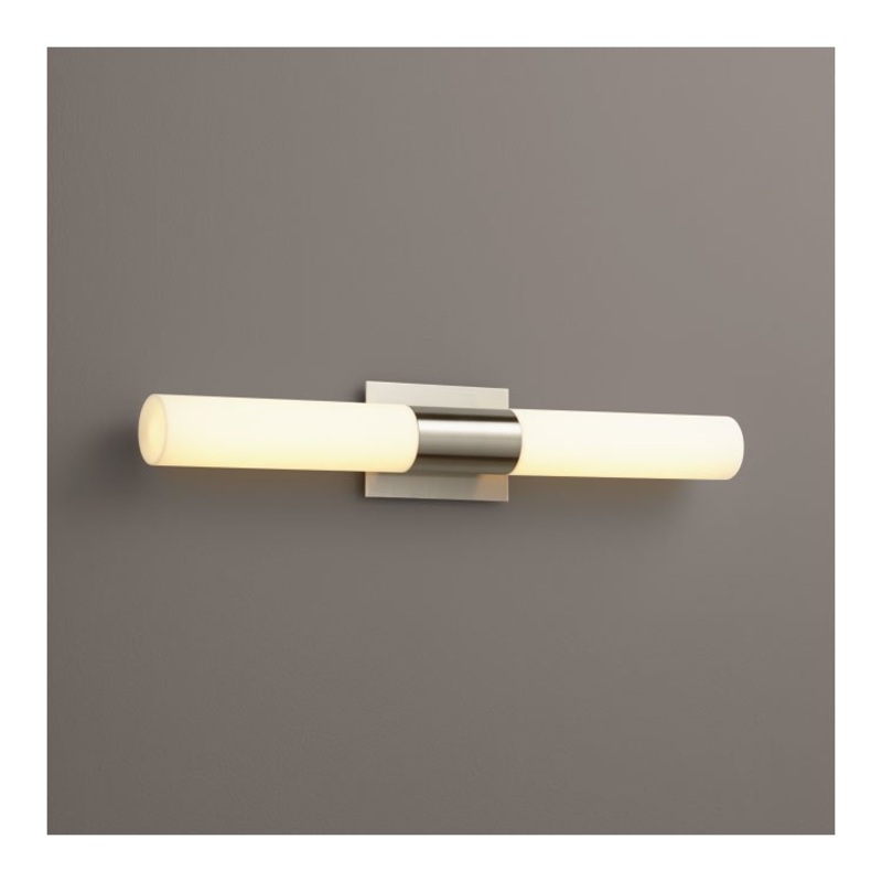 Magneta Two-Light LED Bathroom Vanity Fixture with Acrylic Shades – Satin Nickel