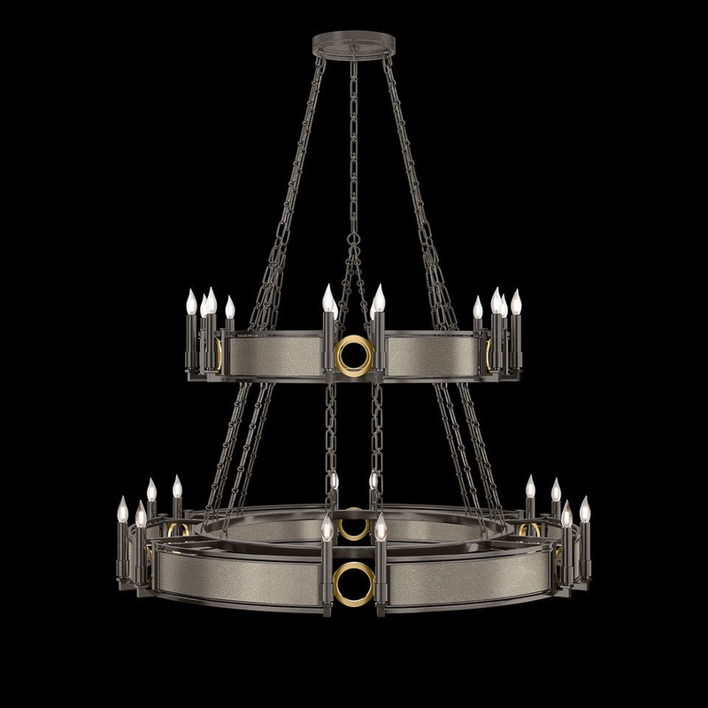 Mirage 50″W Round Chandelier Midnight Steel/Brass/Coco