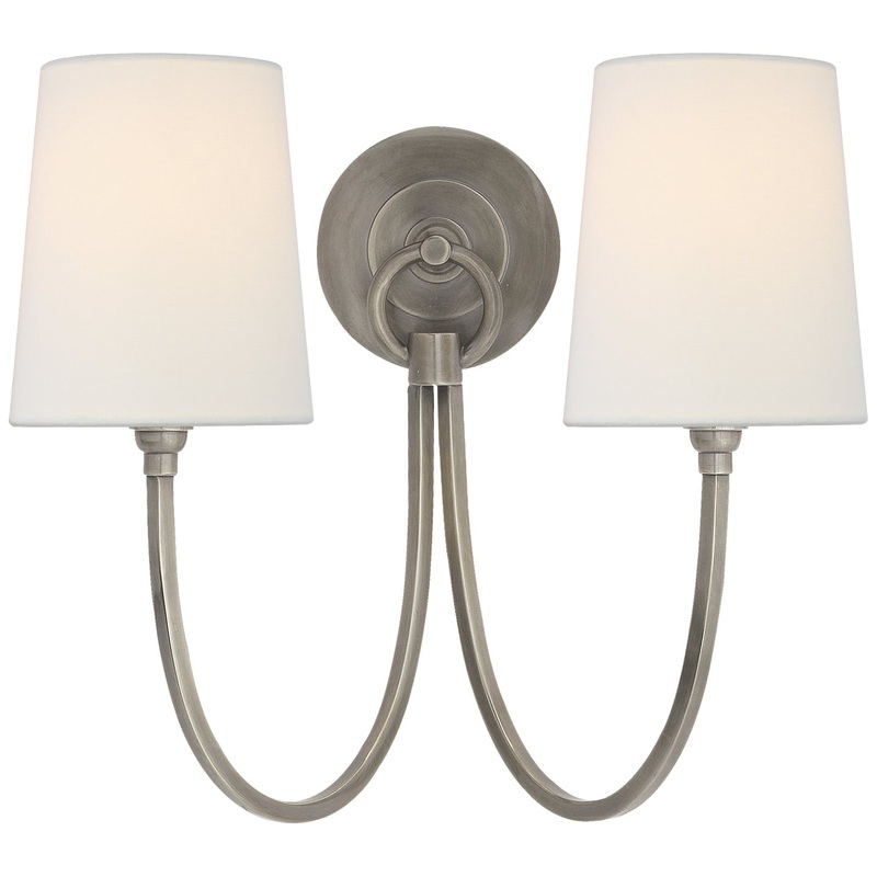 Two Light Wall Sconce from the Reed Collection in Antique Nickel Finish by Visual Comfort Signature