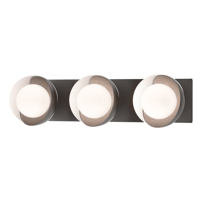 Brooklyn 3-Light Straight Double Shade Bath Sconce Oil Rubbed Bronze White