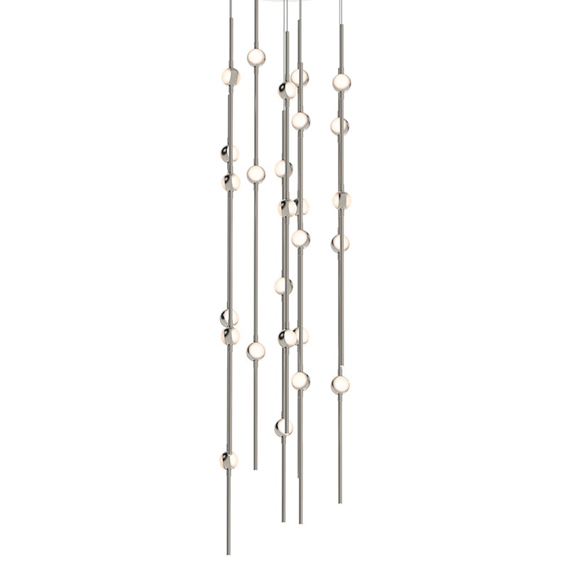 Constellation Andromeda Short 12″ Round LED Pendant Satin Nickel with White Optical Acrylic 3000K 10′ Adjustable Cord
