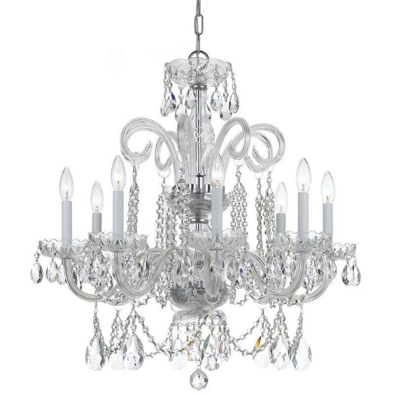 Crystorama 5008-CH-CL-MWP Traditional Crystal Eight Light Chandelier Polished Chrome