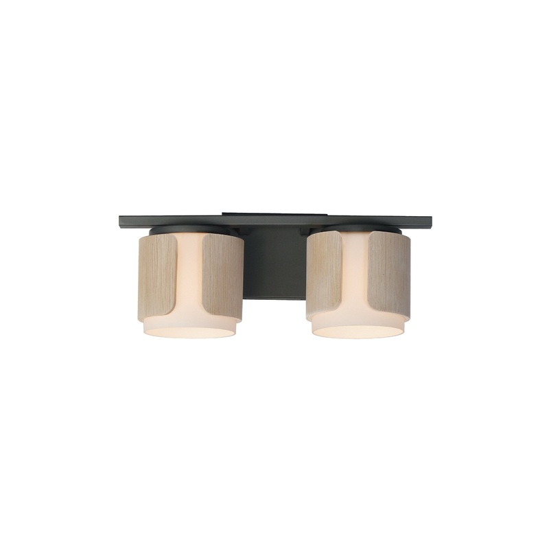 Draughtsman 2-Light Bath Vanity Natural Wood/Charcoal