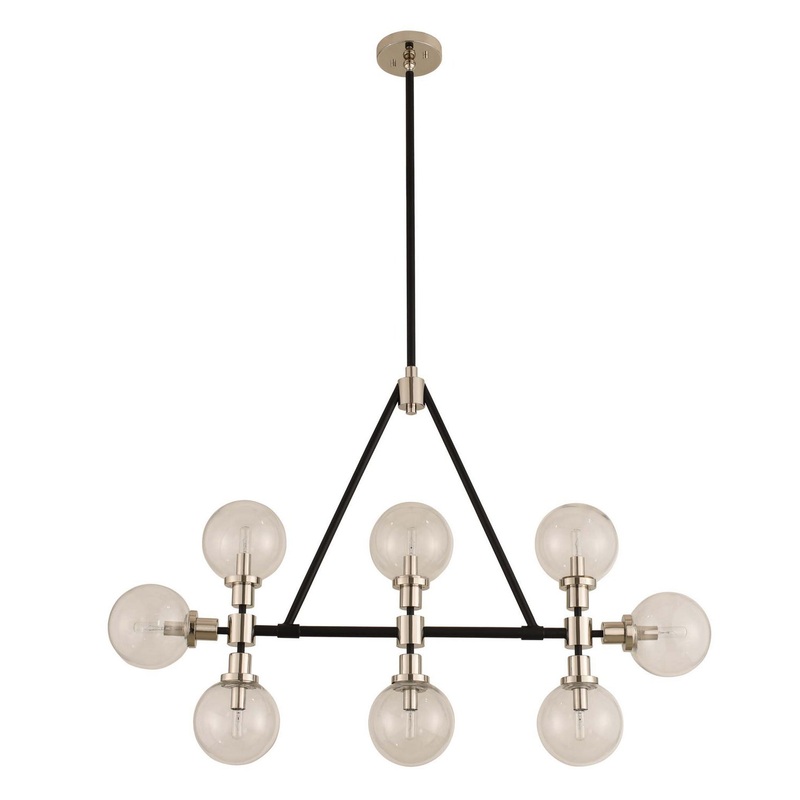 Eight Light Island Pendant from the Cameo Collection in Matte Black Finish With Nickel Accents Finish by Kalco