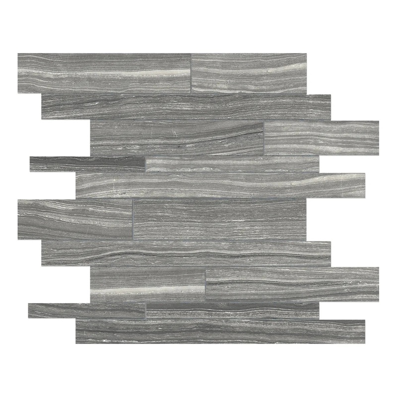 Eramosa Carbon Random Strip Matte Porcelain Mosaics. 1 Sheet = .96 Sq. Ft. (69-186)