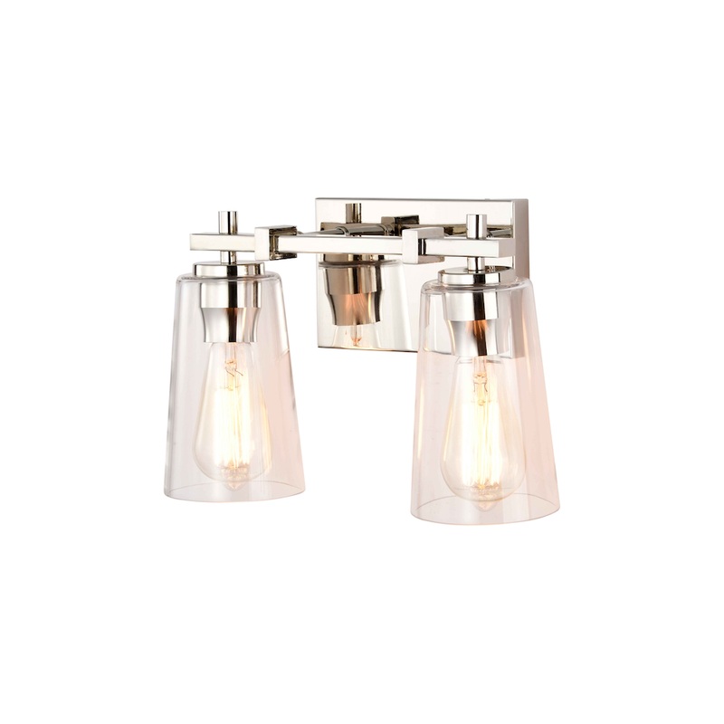 Erie 2-Light Vanity Satin Nickel with Clear Glass