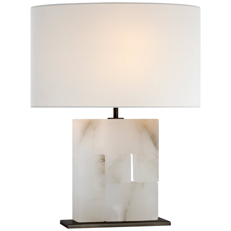 LED Table Lamp from the Ashlar Collection in Alabaster And Bronze Finish by Visual Comfort Signature