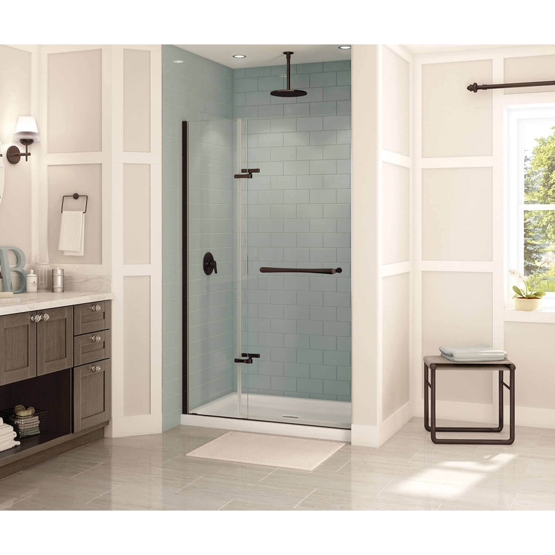 MAAX 136677-900-173-000 Reveal 71 41 -44  x 71  in. 8mm Pivot Shower Door for Alcove Installation with Clear glass in Dark Bronze