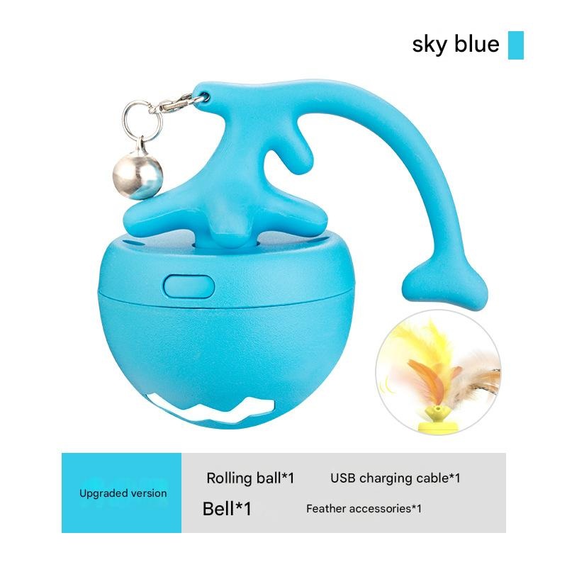 Rechargeable Interactive Cat Toy – Self-Rolling Ball with LED Light,Standard Edition Blue