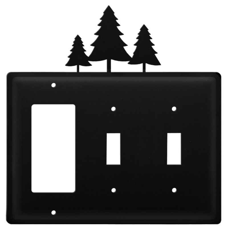 Village Wrought Iron EGSS-20 Triple Pine Trees Single GFI and Double Switch Cover CUSTOM Product