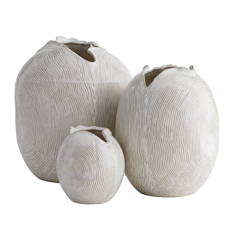 Arteriors 7712 Blume Vases Set of 3 White Wash