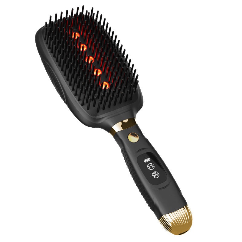 Black Advanced 3-in-1 Scalp & Hair Care Massage Comb – Red Light Therapy, EMS Microcurrent & Vibration for Healthy Hair Growth