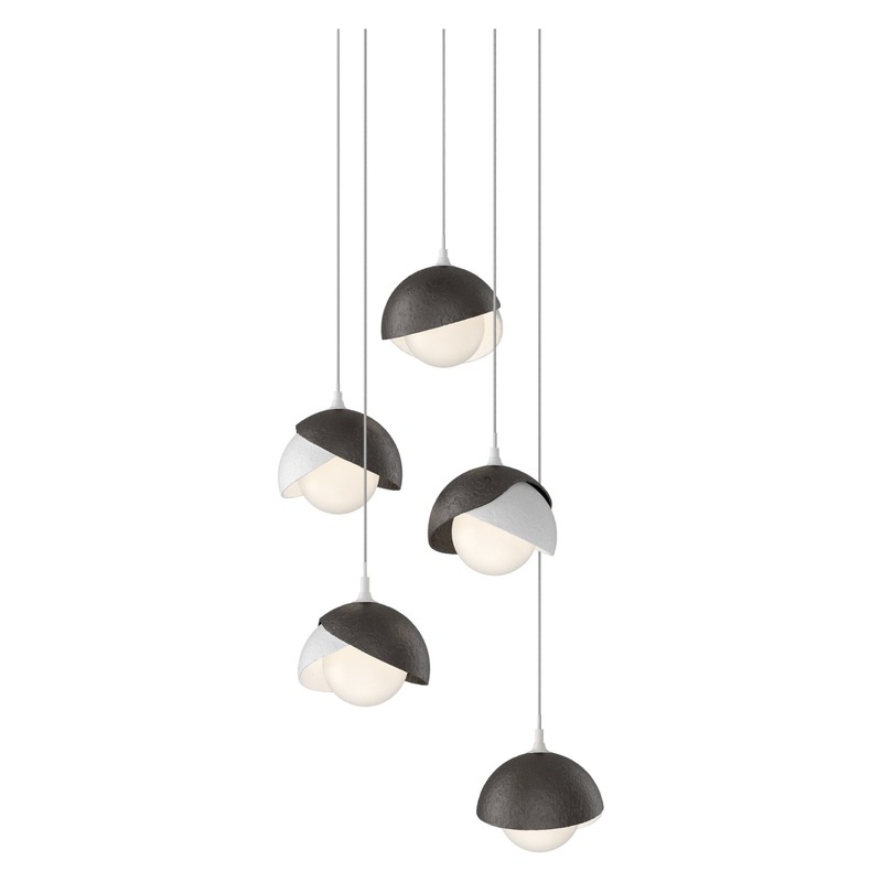 Brooklyn 5-Light Double Shade Pendant White Oil Rubbed Bronze