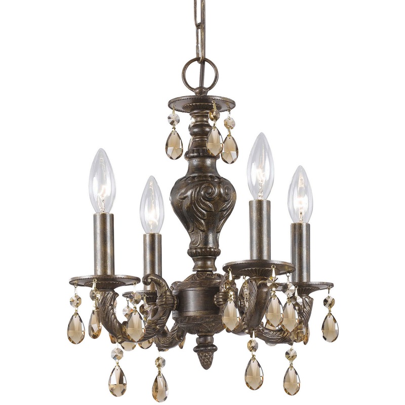 Crystorama 5024-VB-GT-MWP Paris Market Four Light Mini Chandelier Venetian Bronze