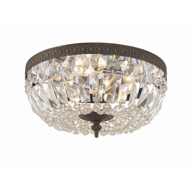 Crystorama 712-EB-CL-I Ceiling Mount Three Light Flush Mount English Bronze