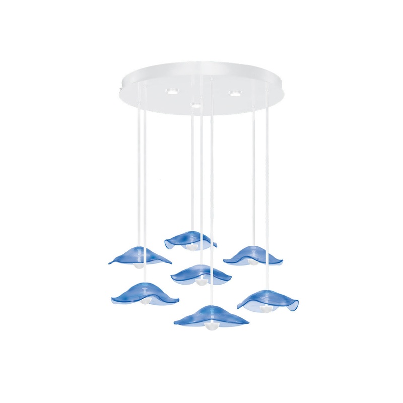 Embark 43″W Round Pendant White/Blue