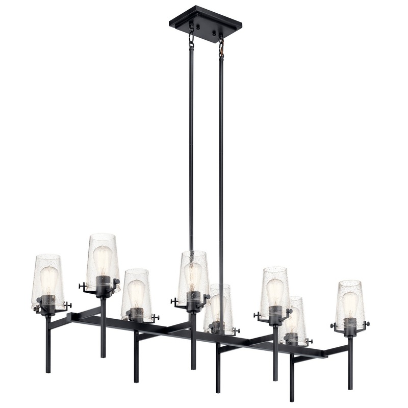 Kichler 43696BK Eight Light Linear Chandelier, Black