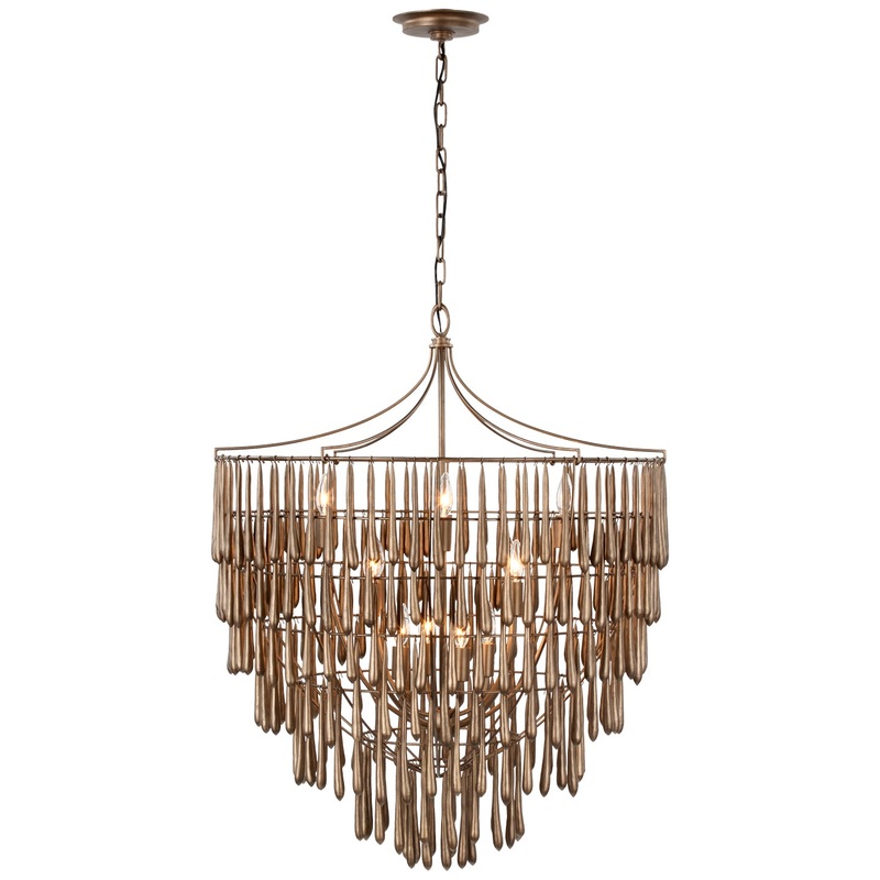 LED Chandelier from the Vacarro Collection in Antique Bronze Leaf Finish by Visual Comfort Signature