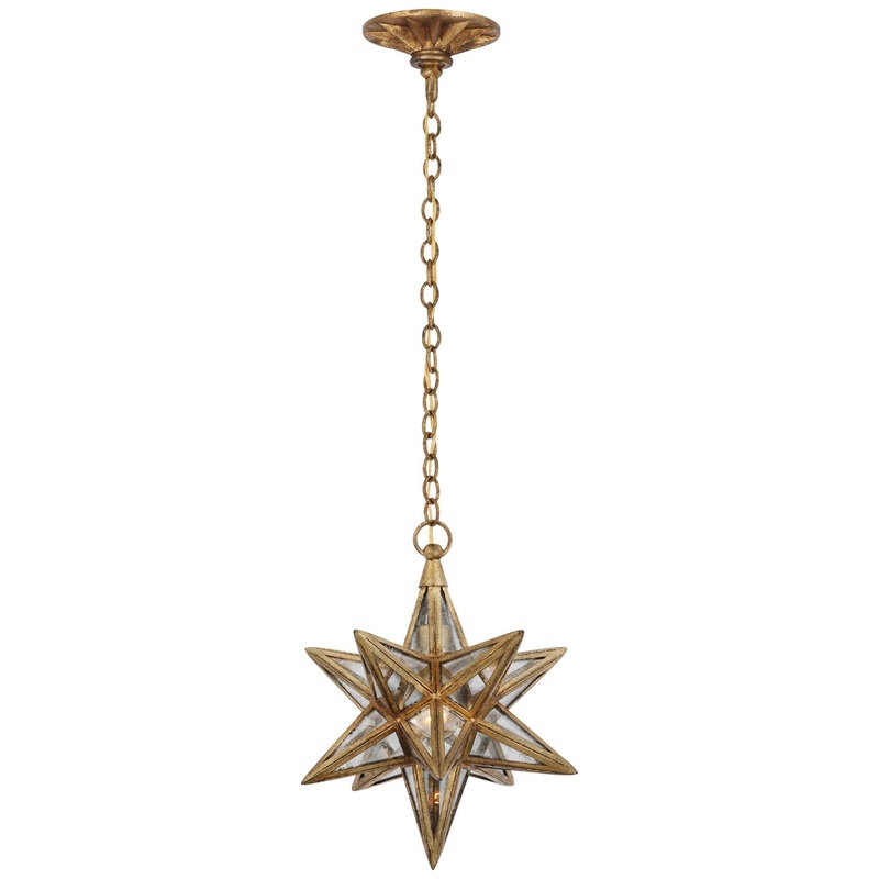LED Lantern from the Moravian Star Collection in Gilded Iron Finish by Visual Comfort Signature