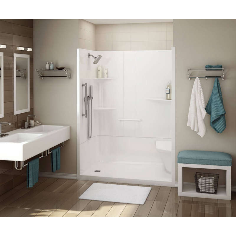 MAAX 107003-SLC-000-001 ALLIA SH-6034 Acrylic Alcove Center Drain Two-Piece Shower in White