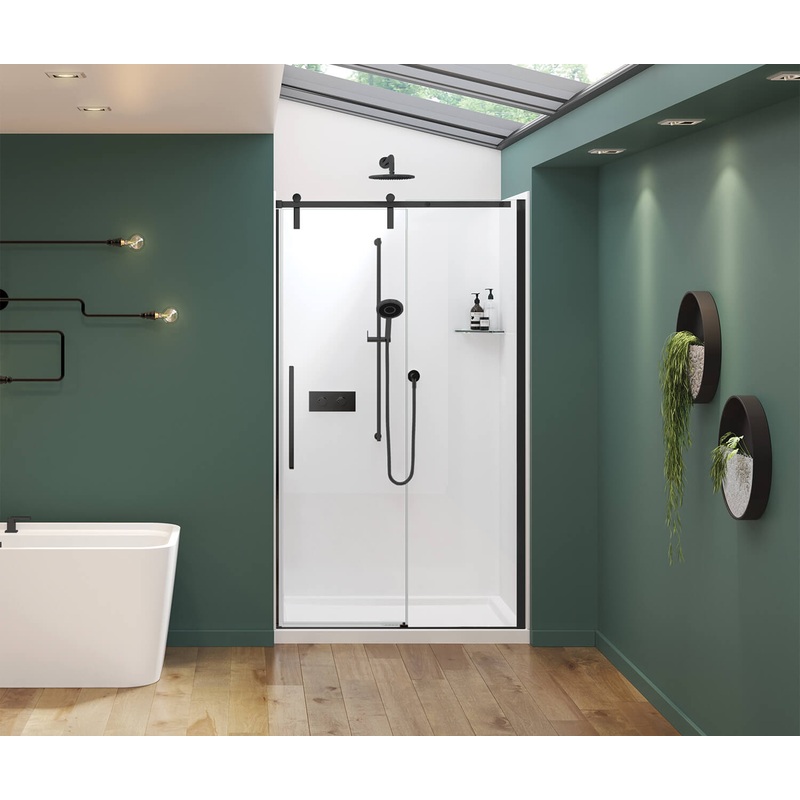 MAAX 135870-900-340-000 Nebula 44 -46  x 78  in. 8mm Sliding Shower Door for Alcove Installation with Clear glass in Matte Black