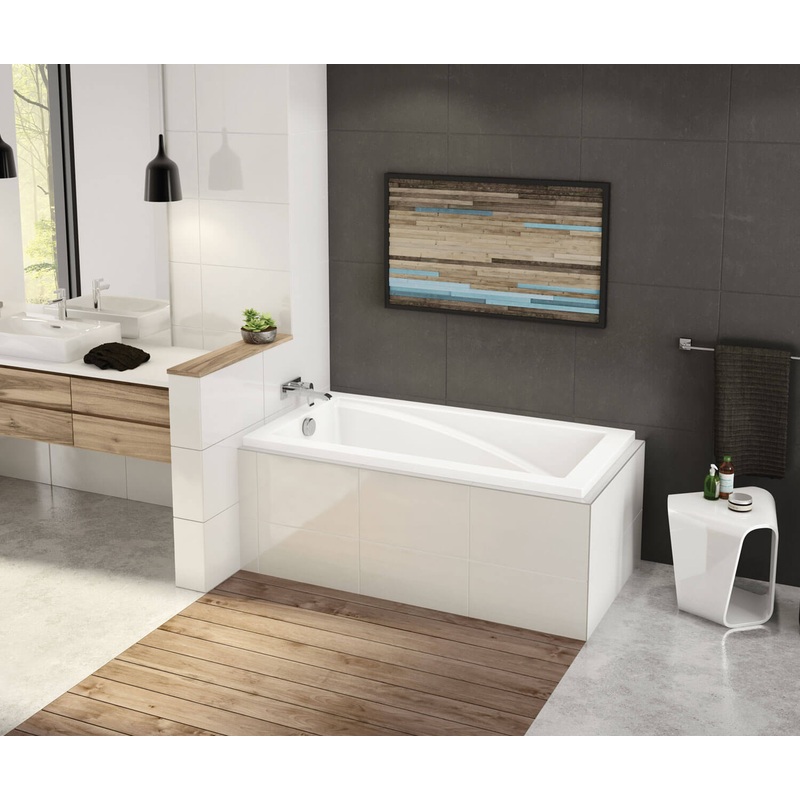 MAAX 410027-000-001-164 ModulR 6032 IF (With Armrests) Acrylic Corner Left Right-Hand Drain Bathtub in White